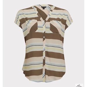 NEW Torrid 3 Multi Stripe Challis Dolman Blouse, Pastel Colors, Short Sleeve